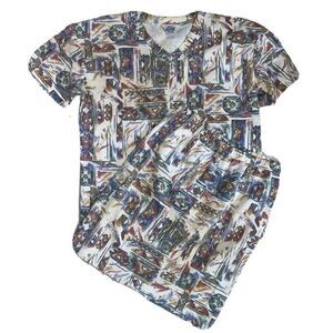 JORDACHE CONCEPTS Vintage 2-Piece Short Sleeve Ribbed M Shirt & L Skirt Set